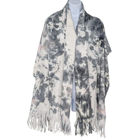 Tie Dye Fringe Scarf by BP in Gray White Pink - Picture 9 of 10